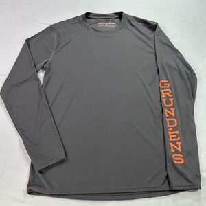 Grundens Shirt Mens Medium Gray Long Sleeve Performance Fishing UPF Polyester